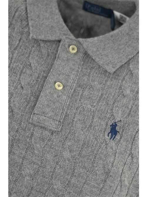 Polo a trecce in lana e cashmere grigio POLO RALPH LAUREN | 211 910158006